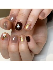 ブラウン×水彩ニュアンス