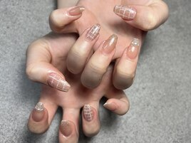 シンプル チェックネイル