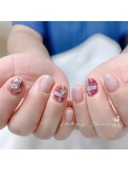 ハニーバニー(HoneyBunny)/秋色チェックネイル