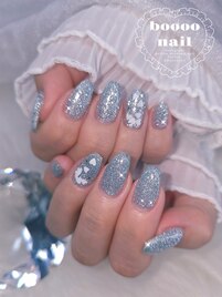 水色キラキラネイル☆