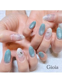 ブルー　お花　マグネット
