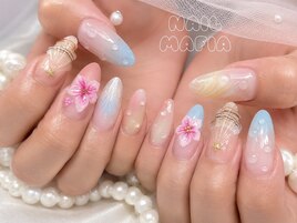 夏/ハイビスカス/スカルプネイル