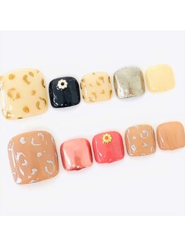 ネイルサロン クイール 小山店(NAIL SALON QUILL)/ワンカラー＋レオパード柄