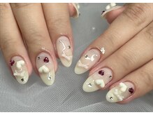 ジェムネイル(gem nail)/ホワイトバレンタインネイル