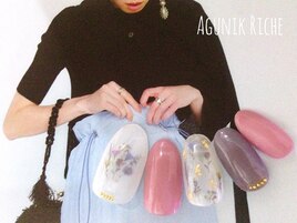 【押し花風ネイル】