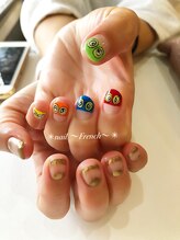 ヘアーアンドネイル フレンチ(French)/手描きアートでアシンメトリー