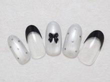 シックネイル(CHIC nail)/水光マグネット＆リボンネイル