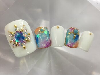 ラリュールネイル(L'Allure nail)/フット★オーロラマーブル￥9900