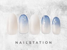 ネイルステーション ルミネ新宿1店(NAIL STATION)/ブルーグラデネイル／パラジェル