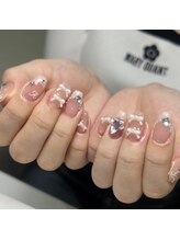 ビー 中町(bii)/ももフレンチ×リボンネイル