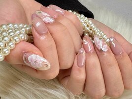 大人の手描きフラワーネイル♪