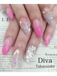 クリア花柄ネイル☆