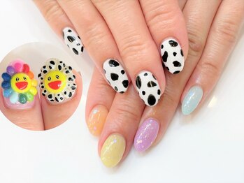 ネイルコレクション ピンク(Nail Collection Pink)/ジェル放題＋キャラ♪ウシ柄♪