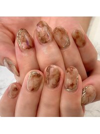 秋色タイダイネイル