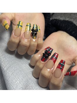 ネス 沖縄店(Nes.)/冬チェックネイル