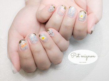 ポ ミニヨン(Pot mignon)の写真/センス溢れる手描きやキラキラネイル◎お気に入りを詰め込んだこだわりネイルはPot mignonで★