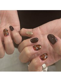 秋ネイル/ブラウン/べっ甲