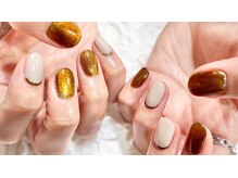 ネイル シスター(nail sister)/ゴールド×ブラウン秋ネイル