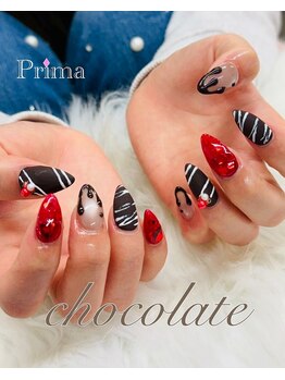 ハートホロ埋め込みでチョコNail