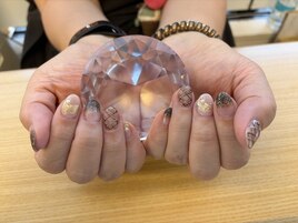 ブラウン系秋ネイル