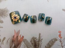 ネイルサロン&スクール ジーナ(GINA)/きれいめお花スタッズネイル