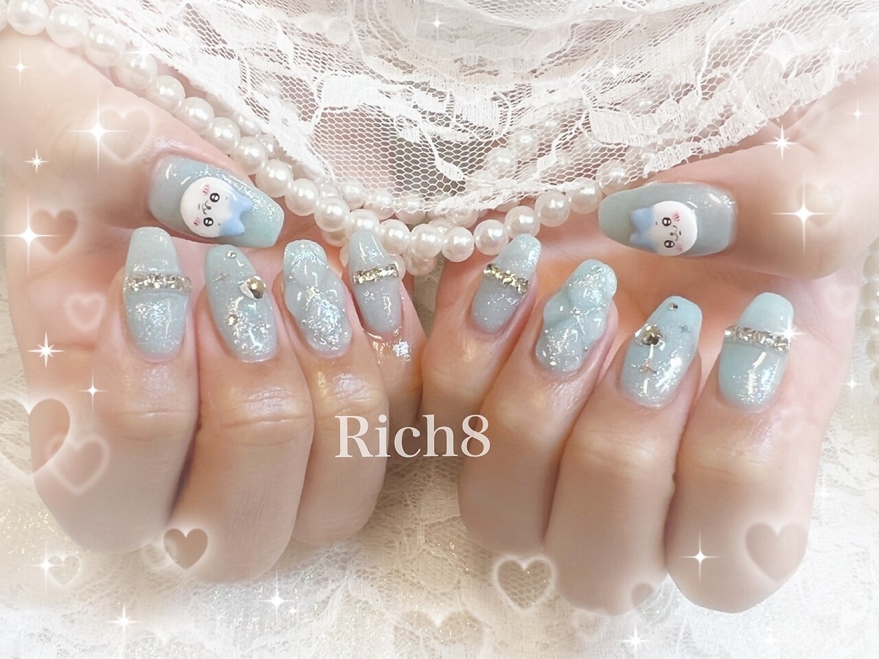 ネイルチップ 量産型 大人かわいい 水色ネイル 鍵ネイル ハート シンプル 地雷 ネイルチップ 千鳥格子 イニシャル ハート くま ガーリー 量産型