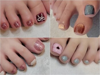 キャットケー ネイル(CAT.K Nail)の写真/【ワンカラーも親指アートも◎】あなたの足元を彩るフットネイル♪ワンカラー・ラメは2色まで選択OK！