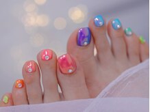 幻之花ネイル/オーロラ　フットネイル