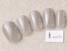 アイネイルズ 三宮店(I nails)/シンプルグレーホイル