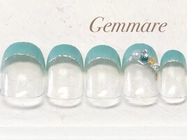 ブルービジューフレンチネイル