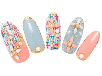 ネイルサロン ティーエイチセブン(Nail Salon TH SEVEN)/ツイード×フラワー×ビジュー