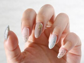 ブルー×ラメnail