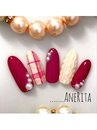 チェック柄×ニットネイル