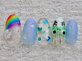 カエルアートの梅雨ネイル