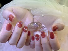 ネイルサロン ジェイ(Nail Salon J)/秋冬クリアレッドパールアート