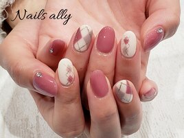 アーガイル×冬ネイル×ピンク