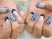 ネイルローズ(NAIL Rose)/ツイード冬フレンチネイル