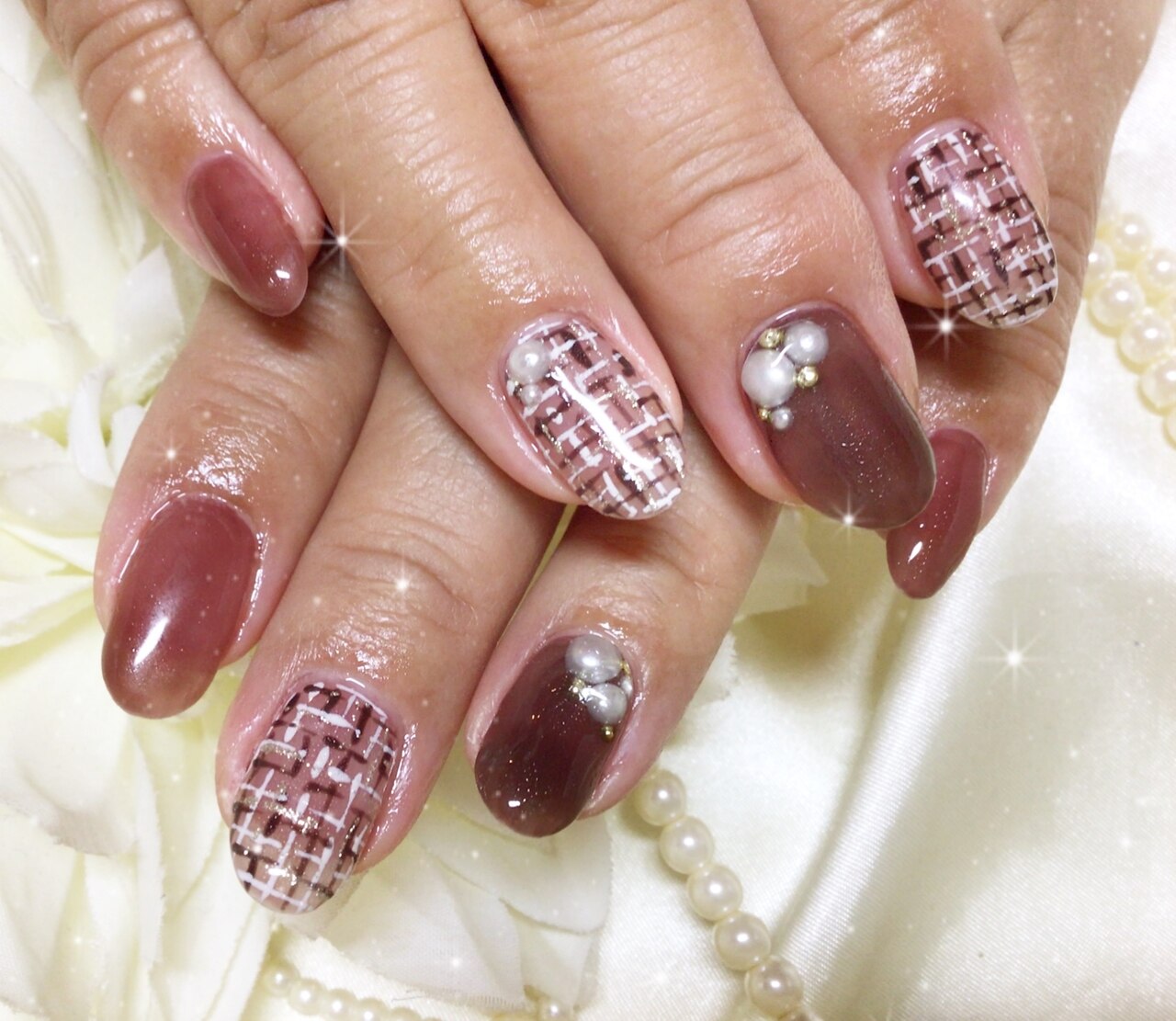 ブラウンツイードネイル：PG007273525｜ウィズ フェリークのフォト