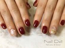 ネイルドール(Nail Doll)/クリスマス×ボルドー