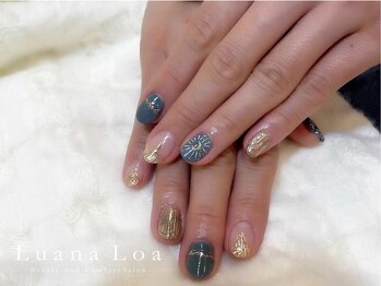 ルアナロア(Luana loa)/手描きアート/ミラーネイル