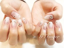 ジーフィンガー 大井町店(G Finger)/白グラデのクリスタルネイル