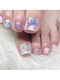 紫陽花フットネイル