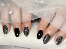 ワンカラー×フラッシュネイル