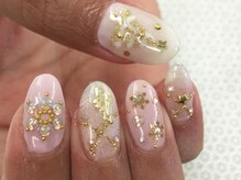 ラリュールネイル(L'Allure nail)/ピンク×スワロフスキーX'mas♪