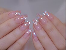 幻之花ネイル/ガラスネイル　ワンホンネイル