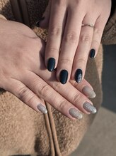 セブンセッテネイル(7.sette_nail)/ネイビーワンカラー×グリッター
