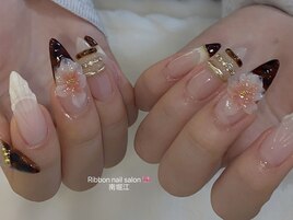 【べっ甲花ネイル】