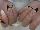 【べっ甲花ネイル】