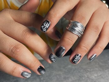 オムネイル 渋谷(HOMME NAIL)/黒ベースおすすめデザインネイル
