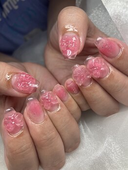 エムネイル ブランチ(Mネイル branch)/クリアフレンチ×チークネイル